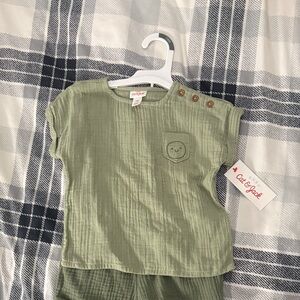 Cat & Jack Green Baby Outfit with Smiley Patch